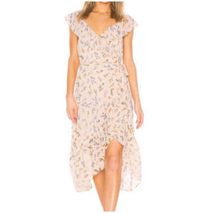 Rebecca Minkoff Jessica Ruffled Floral Print Midi Wrap Dress Whimsical